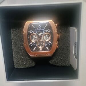 Men’s Rose Gold-Tone Chronograph Watch - Black Dial